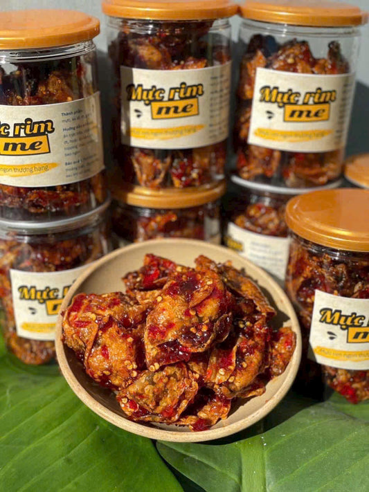 E06 : Tamarin Sweet &Sour Squid &Rice Paper - Bánh Tráng Mực Rim Me