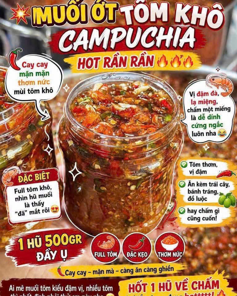 E66: Cambodian Chili Salt with Dried Shrimp- MUỐI ỚT TÔM KHÔ CAMPUCHIA