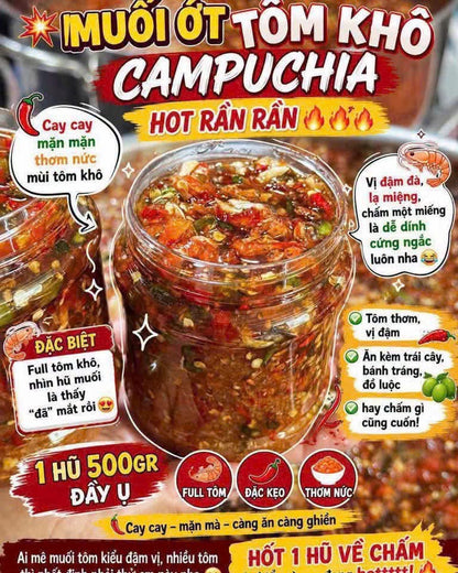 E66: Cambodian Chili Salt with Dried Shrimp- MUỐI ỚT TÔM KHÔ CAMPUCHIA