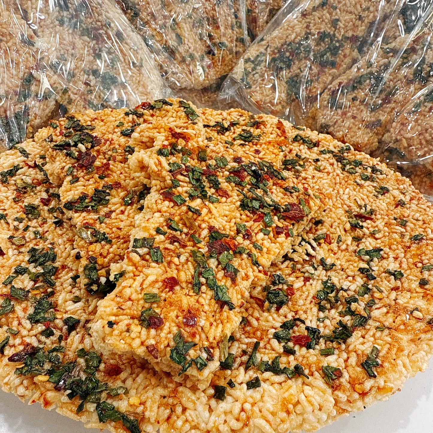 E66: Spicy Cripsy Rice with green onion fish sauce- Cơm Cháy Mắm Hành Cay
