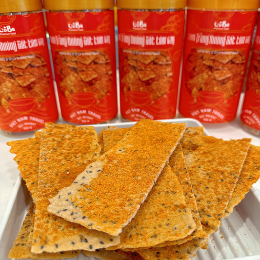 E38 : Bake Rice & Spicy Shirmp Sauce- Bánh Tráng Nướng Sốt Tôm Cay