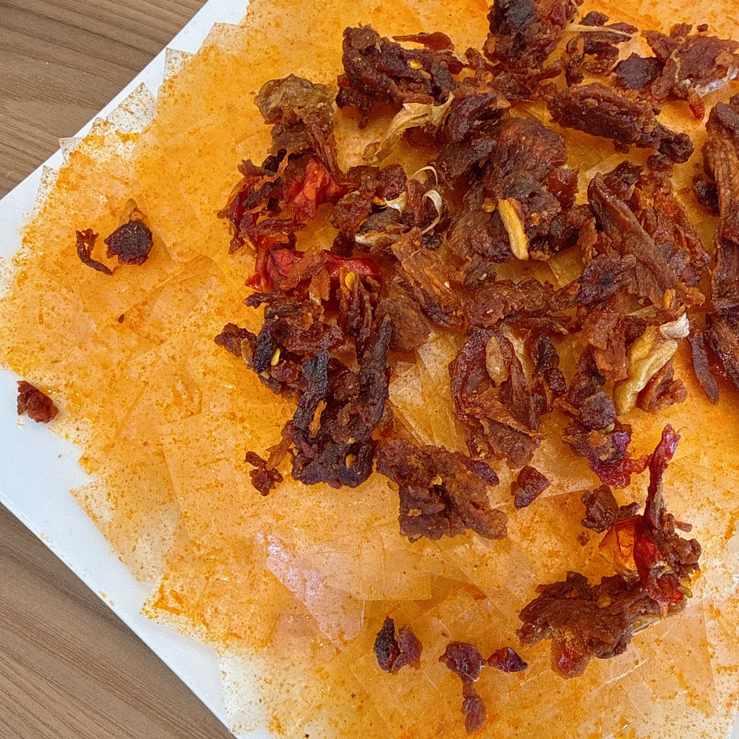 Garlic Rice Paper With Spicy Garlic Beef Jerky - Bánh Tráng Tỏi Cay Khô Bò Cháy Tỏi