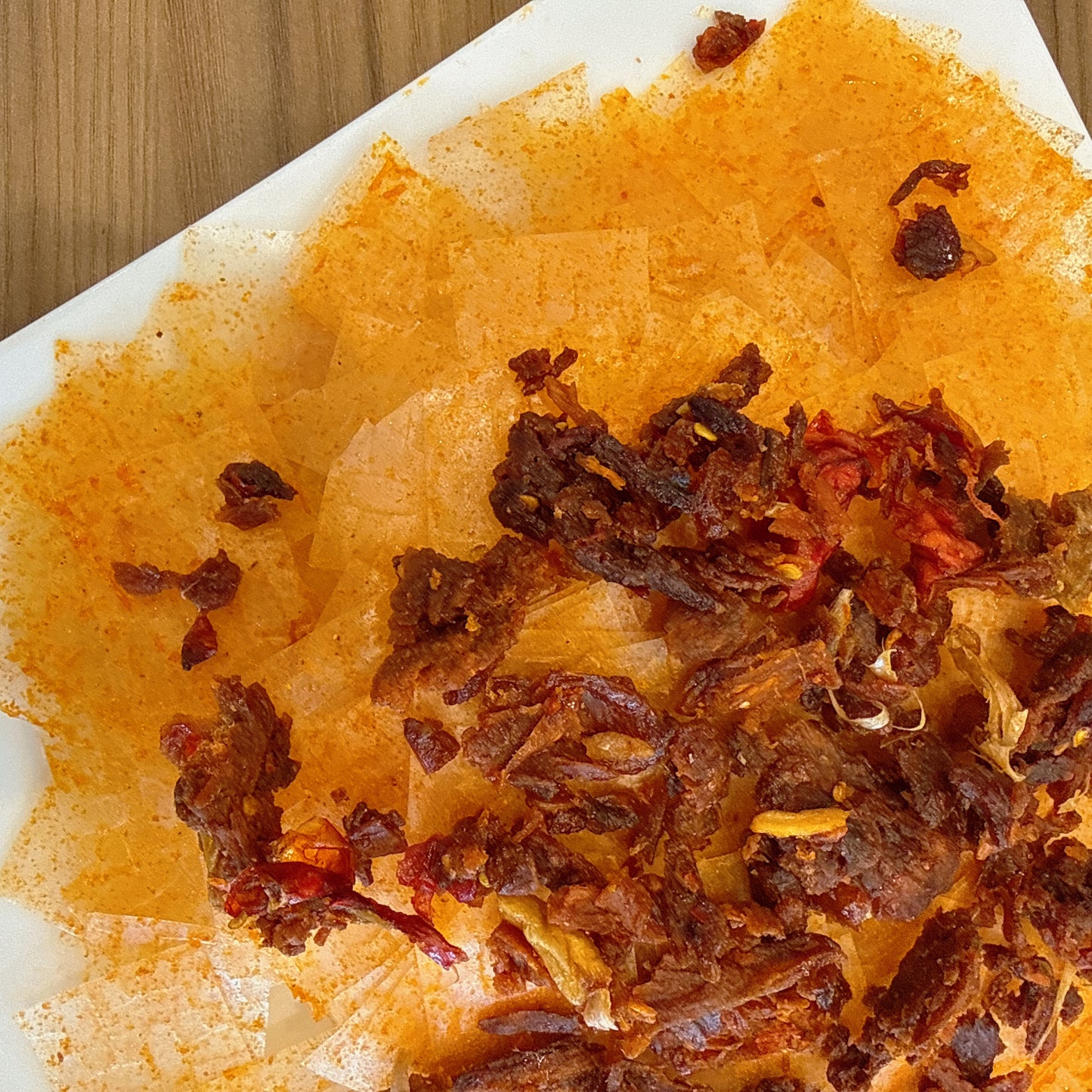 Garlic Rice Paper With Spicy Garlic Beef Jerky - Bánh Tráng Tỏi Cay Khô Bò Cháy Tỏi