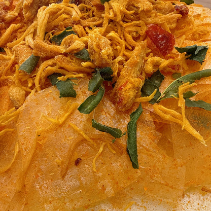 Rice Paper With Spicy Chicken Lemon Leaf - Bánh Tráng Siêu Cay Khô Gà Lá Chanh
