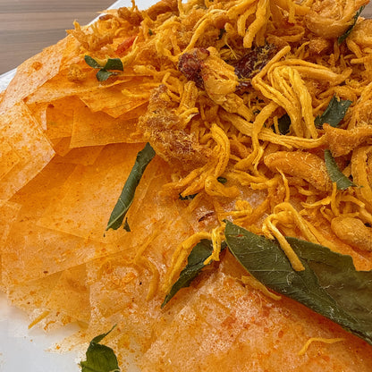 Rice Paper With Spicy Chicken Lemon Leaf - Bánh Tráng Siêu Cay Khô Gà Lá Chanh