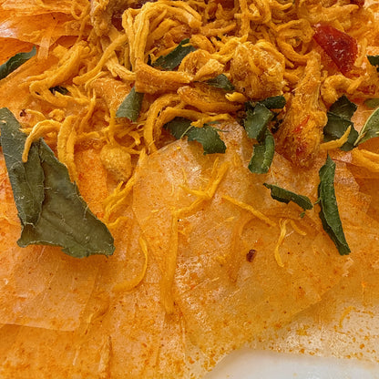 Rice Paper With Spicy Chicken Lemon Leaf - Bánh Tráng Siêu Cay Khô Gà Lá Chanh