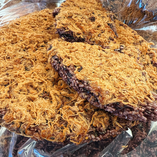 E69 : Cripsy Brown Rice Cake & Pork Floss -Cơm Cháy Gạo Lứt Chà Bông