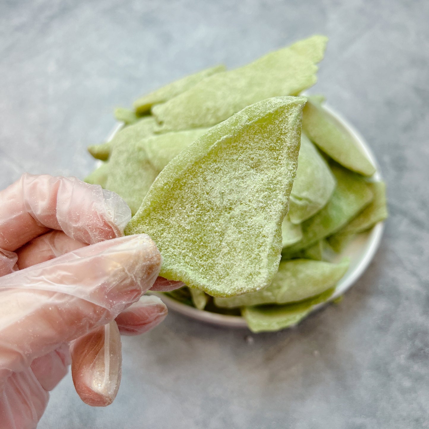 C49-Young Coconut With Pandan Leaves- Mứt Dừa Non Lá Dứa