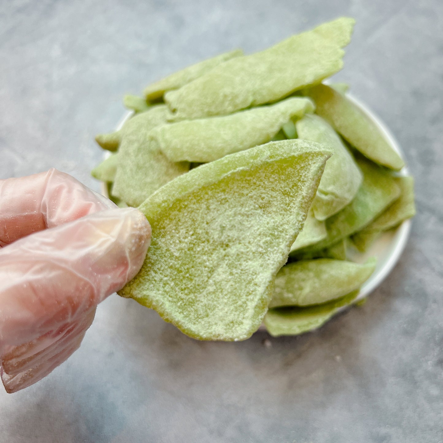 C49-Young Coconut With Pandan Leaves- Mứt Dừa Non Lá Dứa